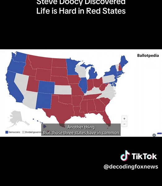Fox News normally promotes the idea that Blue states are the worst places to live in the U.S. Steve Doocy shows evidence from a survey that shows adults are struggling in three red states - Alabama, Mississippi and West Virginia - They are all Right to Work - Receipts. #redstates #decodingfoxnews #righttowork #righttoworkforless #unionstrong #foxnews