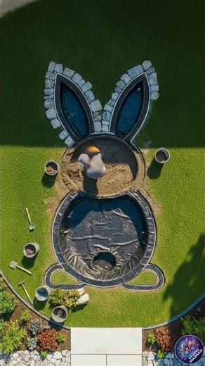 Amazing Rabbit-Shaped Koi Pond Build | Satisfying Timelapse