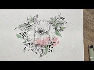 Beautiful Floral Line Art Drawing 🌸 | Easy Flower Sketch Tutorial