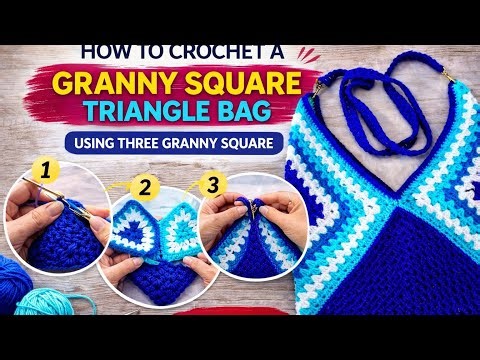 Granny Square Triangle Bag Tutorial|Using 3 Granny Square| Crochet Shoulder Bag