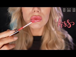 ASMR 💋 CLOSE-UP KISSES & LIPGLOSS APPLICATION 💋 Breathy Mouth Sounds 💋 Ear Blow & whispering