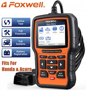 Foxwell NT510 Elite Automotive Bi-directional Scan Tool Fits for Honda Acura OBD2 Scanner All System All Resets Car Diagnostic Scanner Engine Code Reader ABS Bleeding SAS Calibration, Free Update