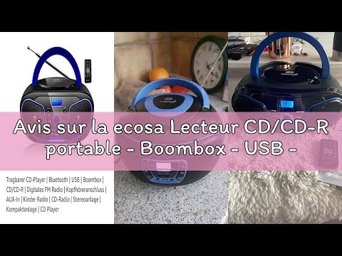 Avis sur la ecosa Lecteur CD/CD-R portable - Boombox - USB - Radio FM - Entrée AUX - Prise casque en