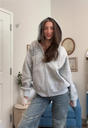 Stylish Grey Zip Up Hoodie for Aesthetic Looks