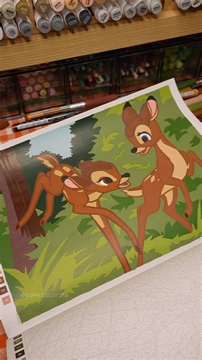 relaxing ASMR coloring Bambi 🌱🤎 Disney mystery coloring #coloriagemystère #asmrcoloring #asmr