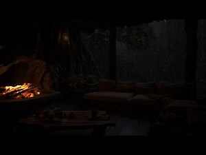 Deep Sleep in a Cozy Rainy Cave🌧️Thunder & Bonfire Sounds for Stress Relief | Sleep, Study & Relax 🔥