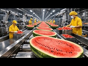 Inside a Modern Watermelon Factory: How Fresh Watermelons Become Pure Juice (Full Process)