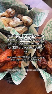 Add FREE Large Fries to cart and use code FREEFRIES when you order 20 wings for $20 from 7/3-7/6! Who will you share (or not share) yours with? | Wingstop | Facebook