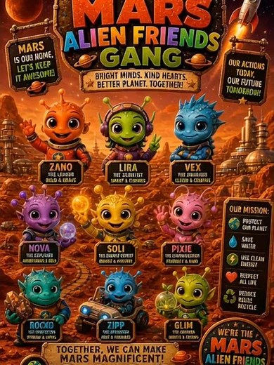 Mars Alien Friends Gang | Meet the Team Saving Mars! | Kids Adventure Animation