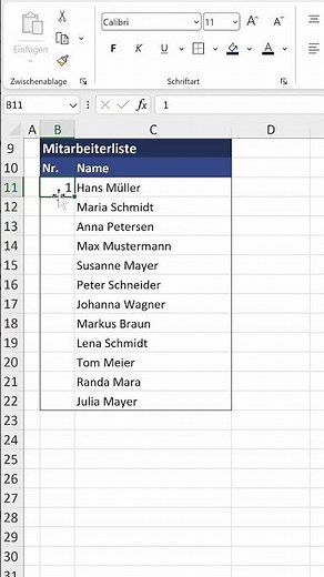 Automatisch Zeilen nummerieren in Excel