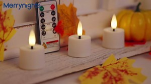 merrynights Remote Candles, 12Pcs Timer LED Votive Candle, Realistic 3D Flickering Flameless Tea Lights Candle Battery Operated with 2/4/6/8H Timer for Home Decor- White Base