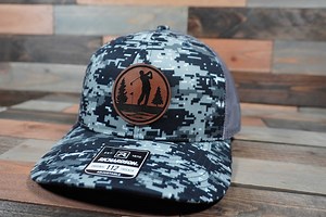 Leather Patch Richardson 112 Trucker Hat: Laser Engraved Golf Design - Etsy