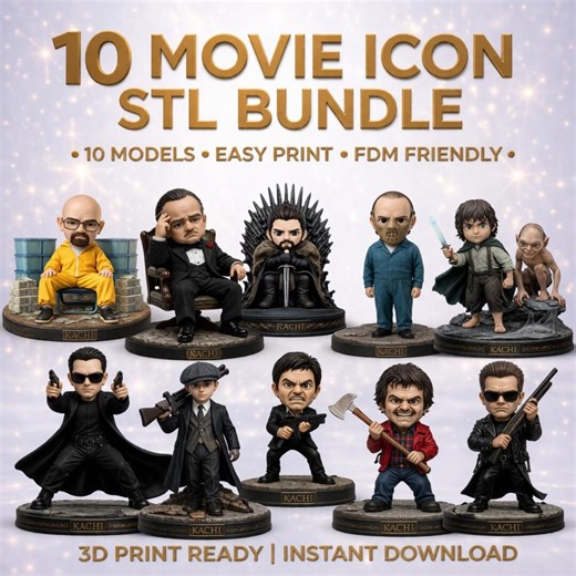 Movie Character STL Bundle – 10 Chibi Figures – Horror Action Fantasy Pack – 3D Print Models – FDM Friendly STL Files – Instant Download - Etsy