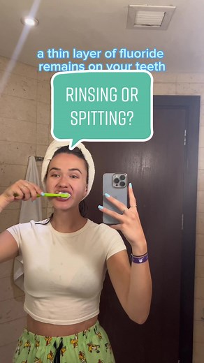 Spit, don't rinse! Maximizing the benefits of toothpaste. Discover why skipping the rinse after brushing can be beneficial for your oral health. Are you Team Spit or Team Rinse? #SpitDontRinse #OralHealth #dentist #dentalhygiene #teeth