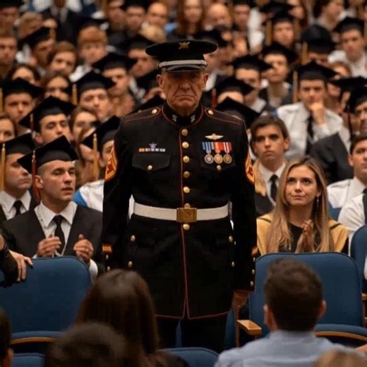 🌕 Two guards confronted a Black Marine at his son’s graduation — what happened next with six Navy SEALs left the entire gym in shock… Solomon Dryden hadn’t come to be noticed. He came to watch. He parked his late wife’s old Dodge Charger under the Texas sun and stepped out, the dark blue of his Marine uniform standing out against the crowd of families dressed in summer clothes. His boots were so clean they could’ve reflected the sky — not to impress anyone, but because that’s just who he was. I