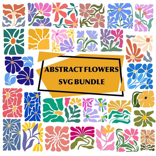 Abstract Flower SVG Bundle:retro Flower,boho Floral Clipart(digital Download) - Etsy