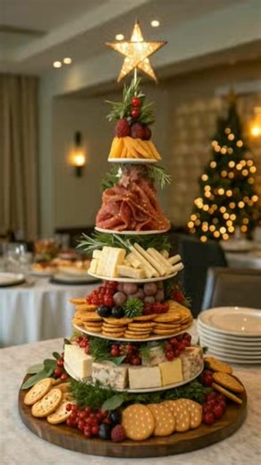 This stunning, savory Christmas Tree appetizer tower, built with charcuterie and cheese, is the ultimate festive centerpiece for your holiday table! 🧀🎄 #charcuterietree #holidayfood #Charcuterie #Christmas | Easy Recipe to day