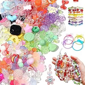 170~210pcs Cute Assorted Beads for Jewelry Making Acrylic Kawaii Aesthetic Beads for Bracelets Making Flower Butterfly Bead Bulk Necklaces DIY Mobile Phone Chains