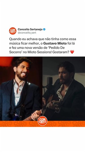 CONCEITO SERTANEJO on Instagram: "Gustavo Mioto lançou uma nova versão de ‘Pedido de Socorro’ no mais recente episódio do Mioto Sessions, no YouTube, e isso ficou muito bom! Já ouviram? ❤️🚀"