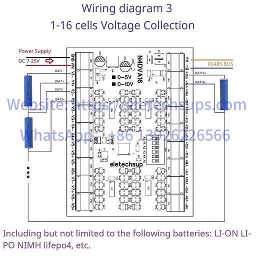 N4DVA16 Modbus 16CH Differential Voltage Collector 0-5V 0-10V RS485 Analog Input Module