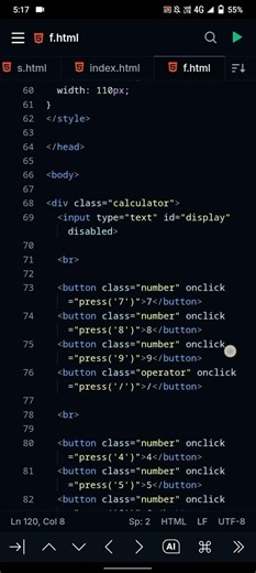 html css jave ka projet calculator # project html css and java calculator# html css and jave full co