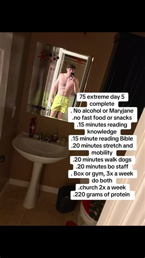 Day 5 of 75 extreme complete. #75hardstylechallenge #journey #progress #fitlifestyle #habits