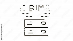 building information modeling Icon Animation. black building information modeling animated icon on white background