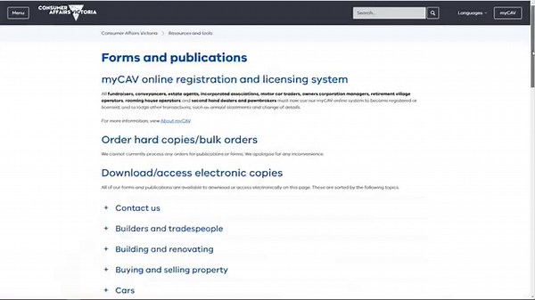 Did you know you can find all our forms in one place? Visit consumer.vic.gov.au and select ‘Find a form or publication’. Or start at consumer.vic.gov.au/forms | Consumer Affairs Victoria
