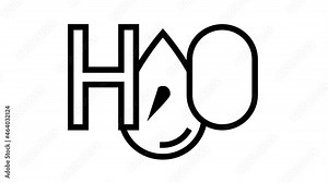 h2o water animated line icon. h2o water sign. isolated on white background Stock Video