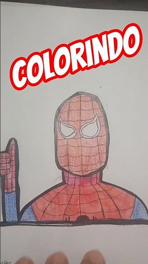 Colorindo o Homem aranha com os lápis aquarável da Faber castell.