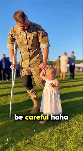Small Steps, Big Love: Daughter Supports Her Soldier Dad. ❤️🩹 #military #funny #funnybaby
