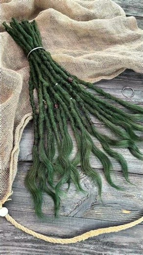 Dark Moss Green Dread Extensions Crafted from Human Hair #dreads