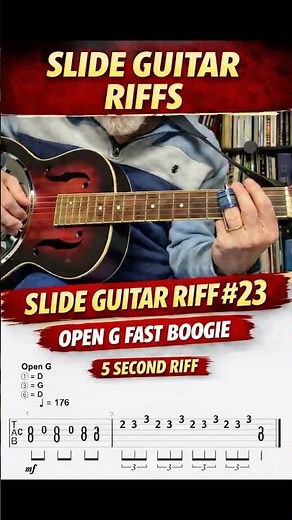 SLIDE GUITAR RIFFS- RIFF #23- FAST OPEN G BOOGIE-