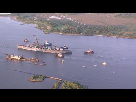 Battleship Texas on the move: Live view of its relocation to Galveston