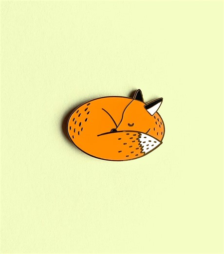 Sleeping Fox Enamel Pin Badge - Etsy Canada