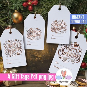 Christmas Gift Tags Bundle, Printable Holiday Labels (PNG, JPG) - Etsy