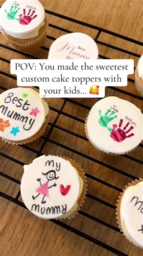 Turn children's art into edible Mother's Day gifts! 🧁🖐️🖨️💝 There is nothing more special than something created with little hands, and cake makes a pretty good gift too! So why not combine the two for a unique and thoughtful Mother’s Day idea! Here’s two ways to do it: 💝 🖍️ Edible Pens Your little one can write directly onto icing sheets or fondant discs with our Edible Pens to create their own special cupcake toppers! Why not offer ‘assemble your own’ cupcake boxes, complete with edible p