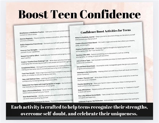 Teen Confidence Activities Guide, Self-esteem Workbook (PDF Download) - Etsy