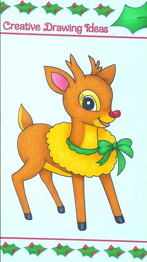 Christmas Deer Drawing ✏️Cute & Simple Art for Beginners