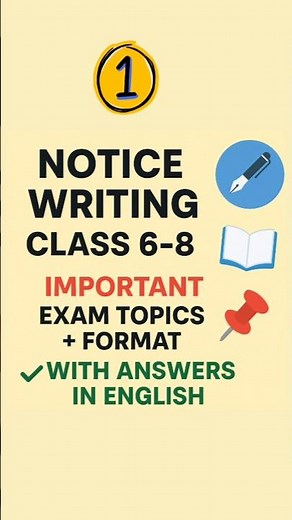 📝 Notice Writing Questions with Answers (Class 6 to 8)📌 Important Notice Writing Topics for Exam