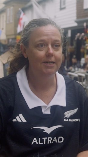Wearing black with pride 🖤 Outnumbered Londoner Nicky stays strong with her full support for the All Blacks! Mega Fans: A legacy build by the All Blacks and @altradrugby | All Blacks