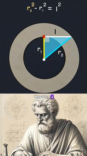 Ring Area Trick Using Just One Line! Pythagorean Hack You Didn't Know #learning #pythagorastheorem | Archimedes Mathatician