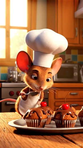 Tiny Mouse Chef Bakes Chocolate Muffins That Surprise the Chef 🍫🐭✨ #mousechef #animatedshort #cook