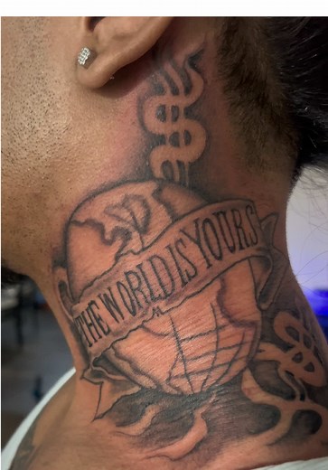Unique Side Neck Tattoo Ideas: The World is Yours