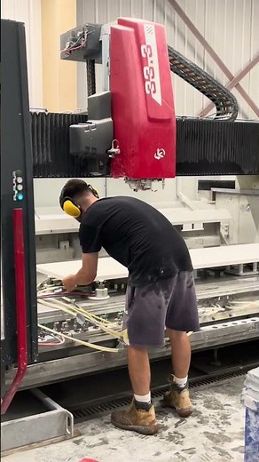 30mm Silestone Miami Vena worktop fabrication #worktops #shorts #trending #howareworktopsmade