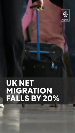 Net migration fell 20% percent in the 12 months to June, according to the latest official estimates. In the previous year, net migration hit a record high of 906,000. #NetMigration #UKMigration #C4News #UKNews #Channel4News | Channel 4 News