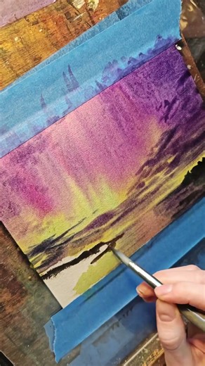 watercolor painting: northern lights