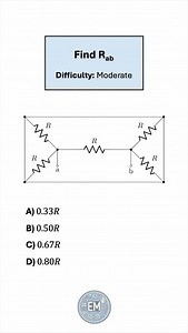 Find the equivalent resistance between terminals a and b. Let’s solve this problem step by step together. This question is fairly easy, but the reason I classified it as moderate is because some students may struggle in making out which resistors are series/parallel when they are drawn in an unconventional way. #electricalengineering #electronics | ElectricalMath