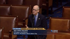 Rep. Greg Walden (R-OR) spoke on the House floor for over 24 minutes on the armed standoff in Oregon. Here is the closing 5 minutes of his remarks. Watch the complete video of his remarks here: http://cs.pn/1OaOJ6p | C-SPAN