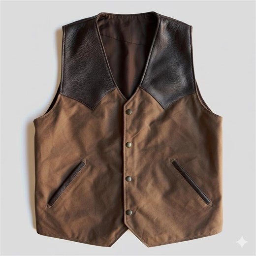 Men's Canvas & Leather Western Vest – Rugged Cowboy Gilet - Etsy